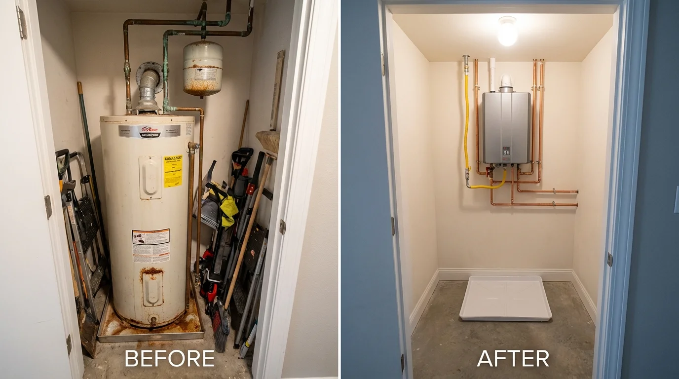 Tank water heater versus wall-mounted tankless unit comparison for Dassel, MN homeowners